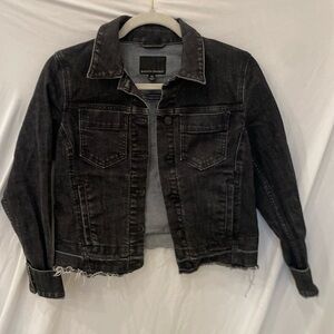 Banana Republic denim jacket black frayed edge sz XS